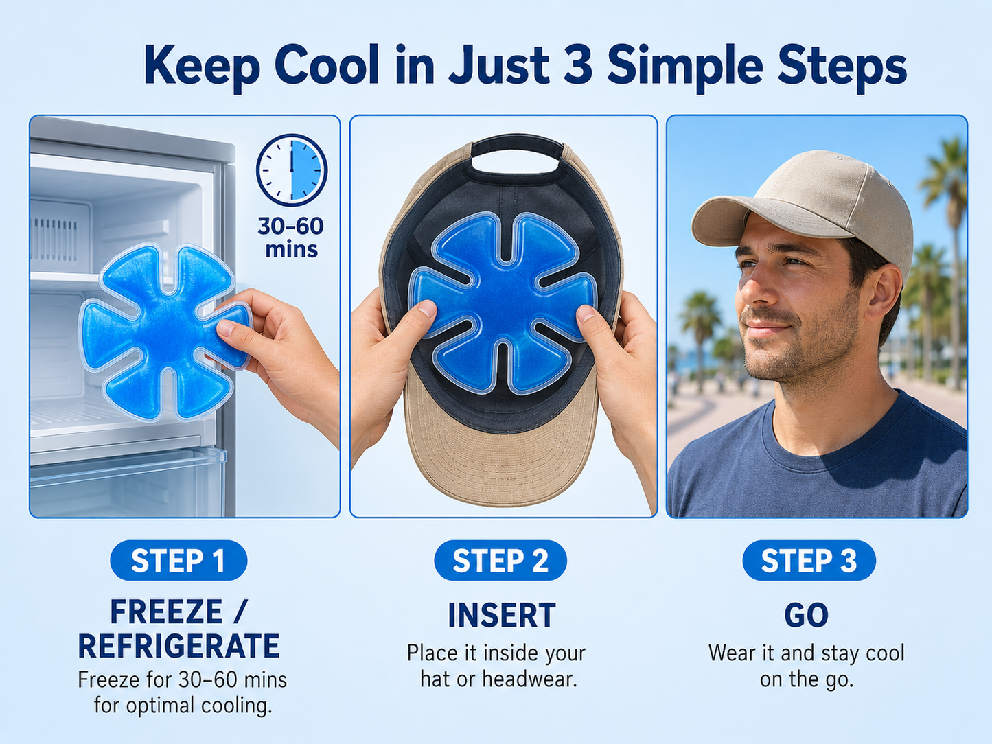  ChillCap™  Hat insert Gel Cooling Pack (Blue (2 Pack)