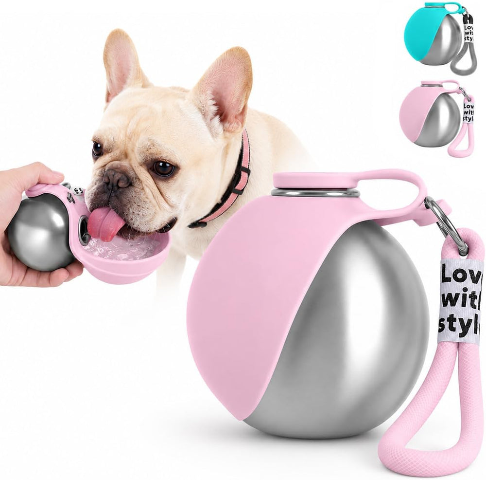 Portable Pet Dog Water Bottle with Silicone Collapsible Bowl, 10 Oz 