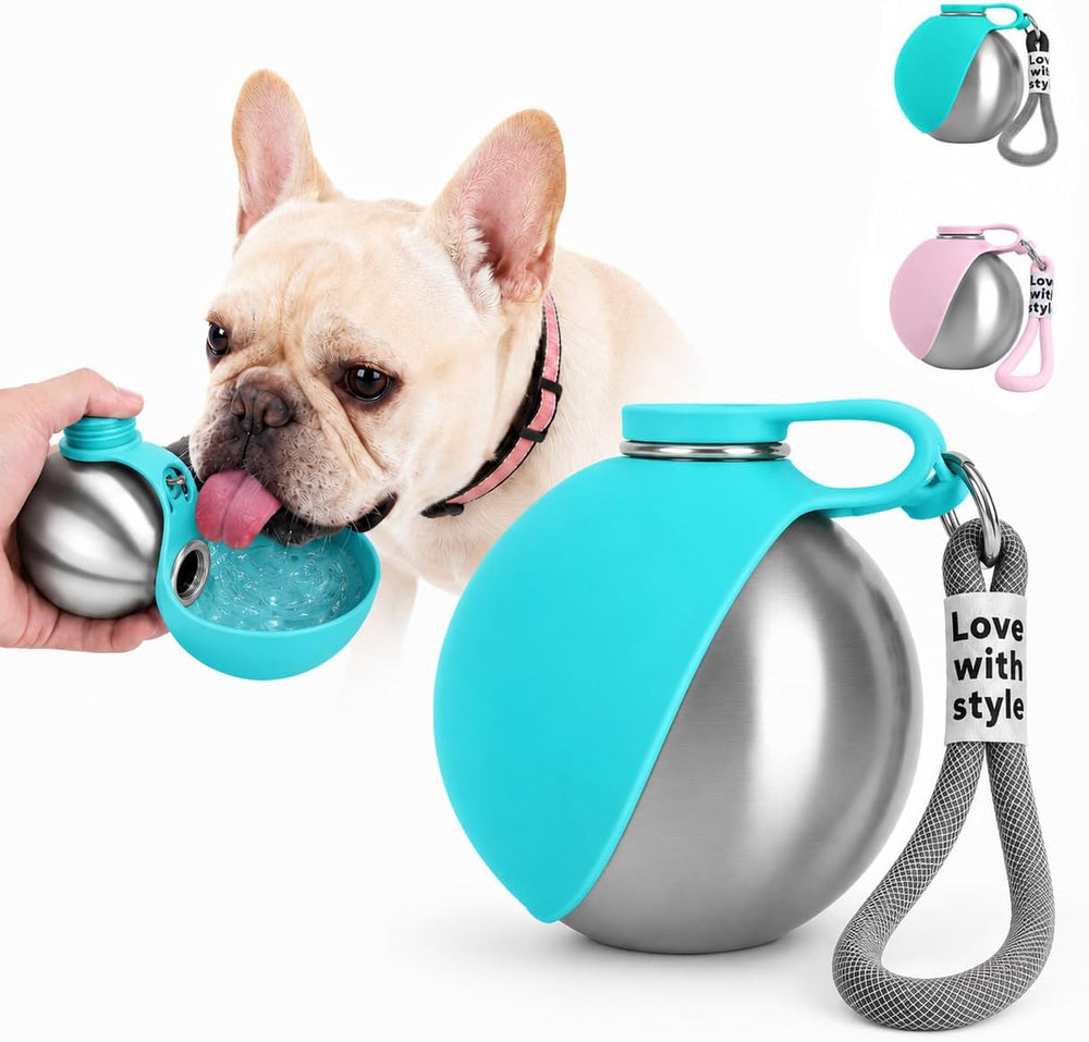 Portable Pet Dog Water Bottle with Silicone Collapsible Bowl, 10 Oz 